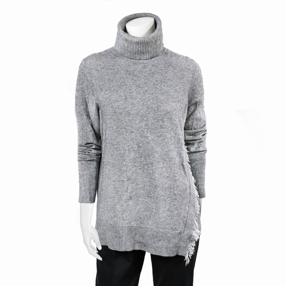 REPEAT Wool / Cashmere Turtleneck Sweater With Fringe - Picture 4 of 10